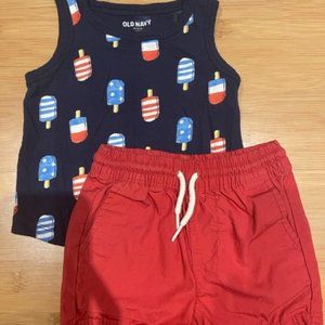 Old Navy Tank and Shorts - 4th of July - Baby Boy 12-18m